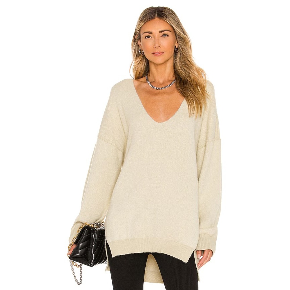 FREE PEOPLE Women's Medium SWEATER WEATHER V‎ NECK PULLOVER SWEATER Oversized